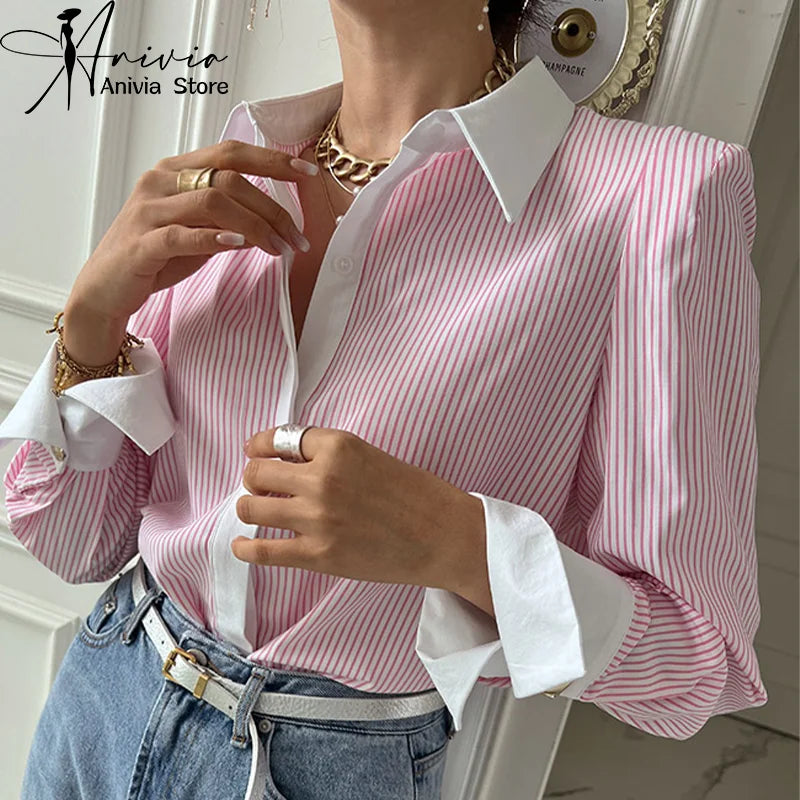 Women's Polo Collar Long sleeved Shirt