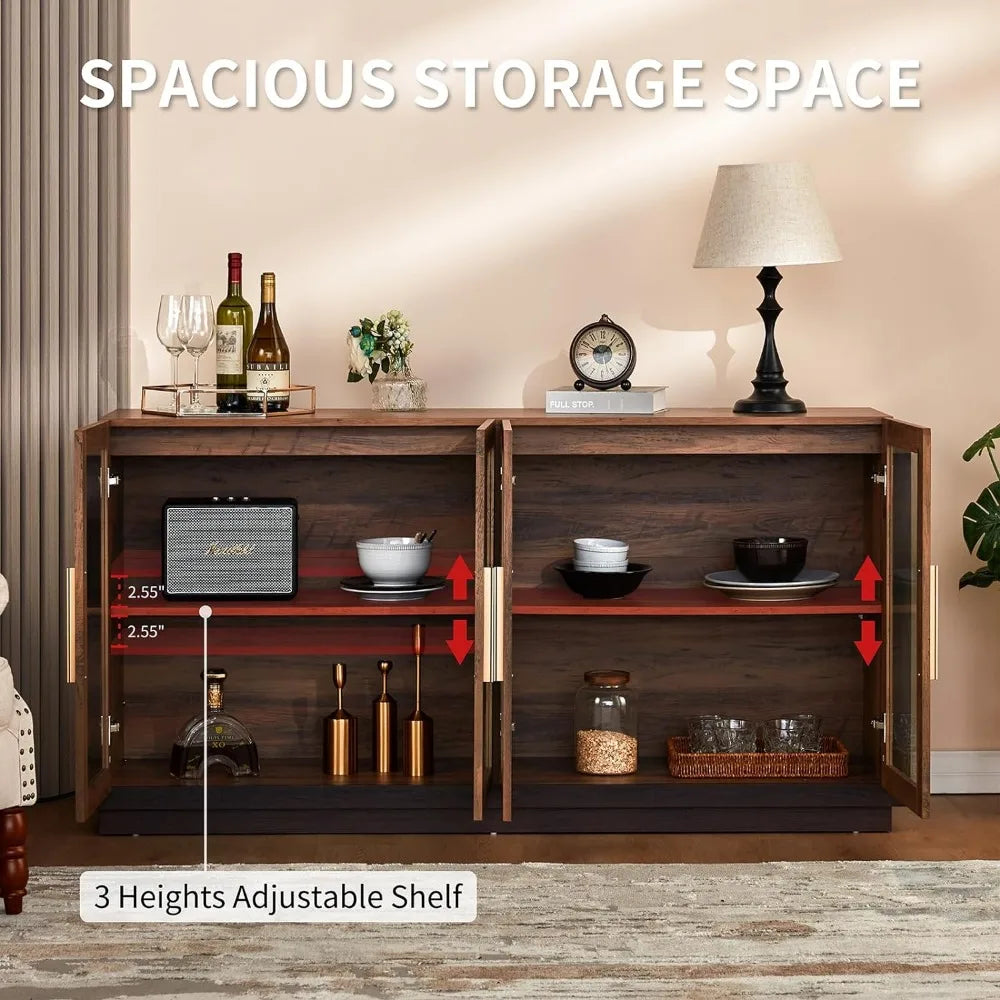 Sideboard Cabinet with Storage, An Ambiance-enhancing LED Strip