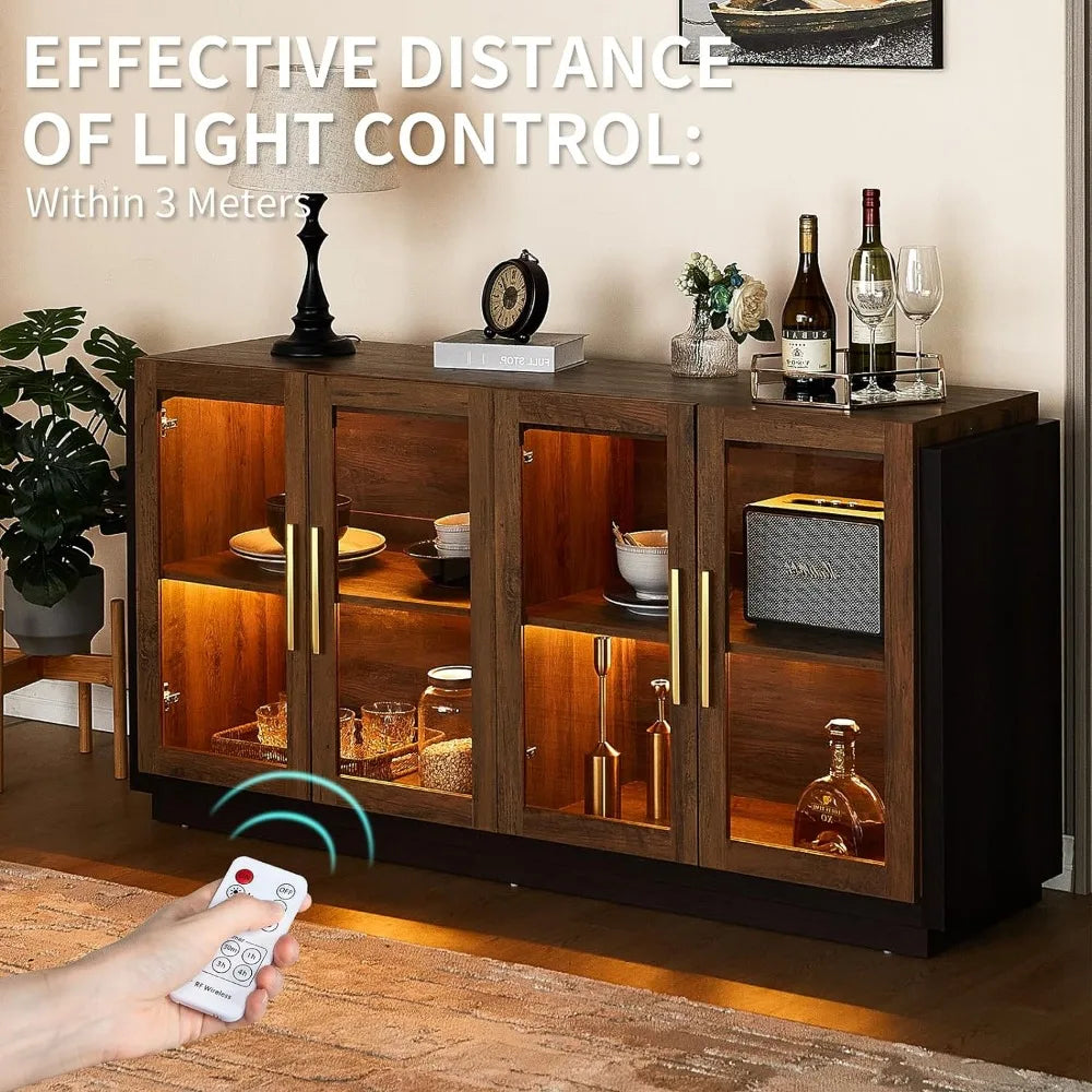 Sideboard Cabinet with Storage, An Ambiance-enhancing LED Strip