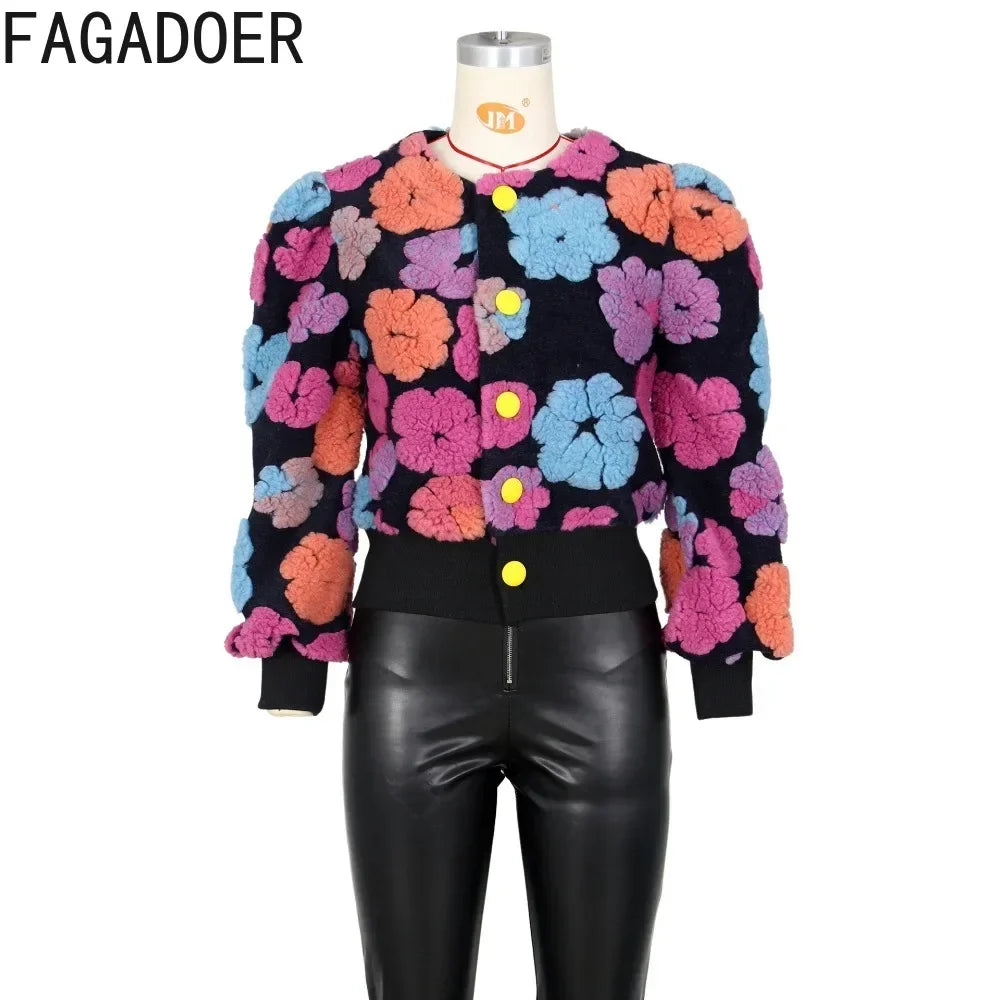 Floral Appliques Long Sleeve Jacket