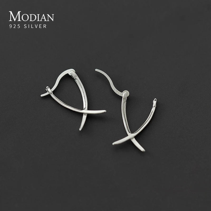 Sterling Silver Simple Abstract Style Ear Buckles