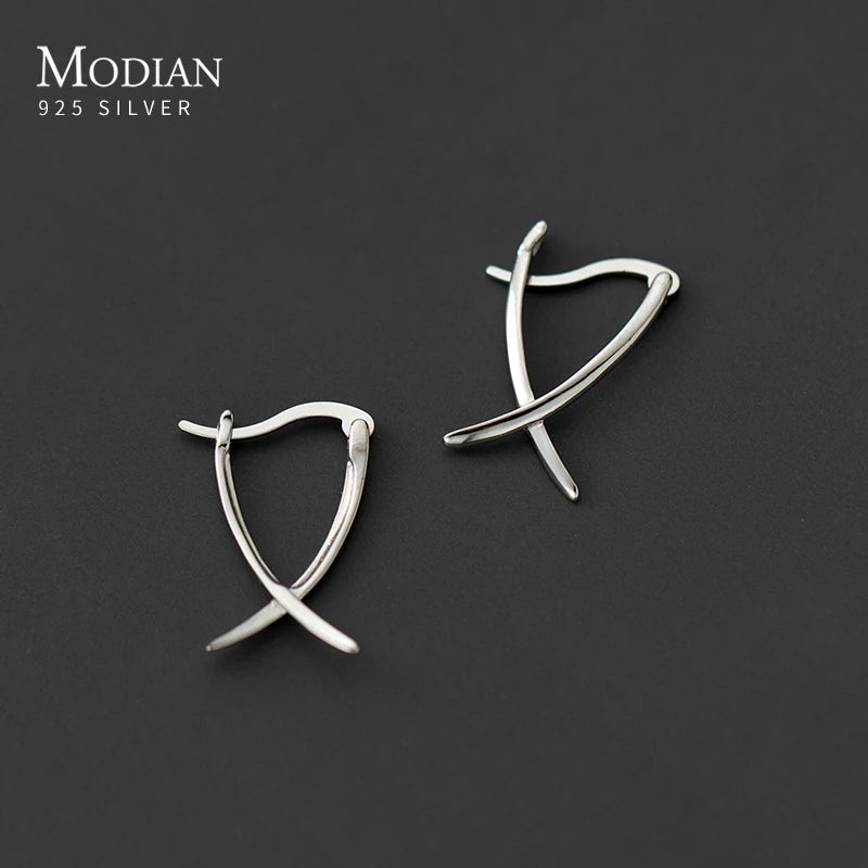 Sterling Silver Simple Abstract Style Ear Buckles