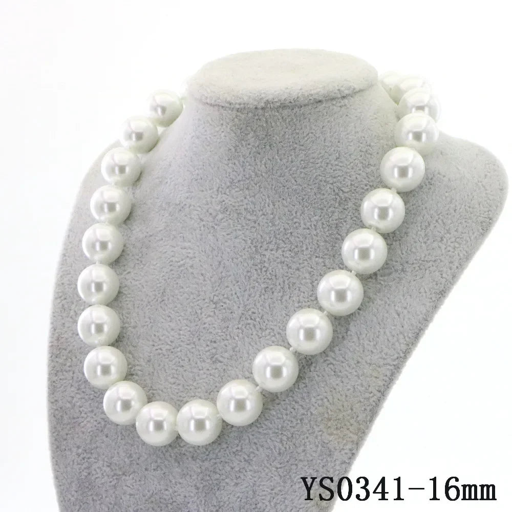 Big Pearl Necklaces 8-16mm Beads White Shell Pearl