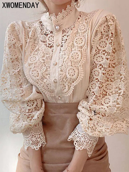 Chiffon Button Turtleneck Shirt