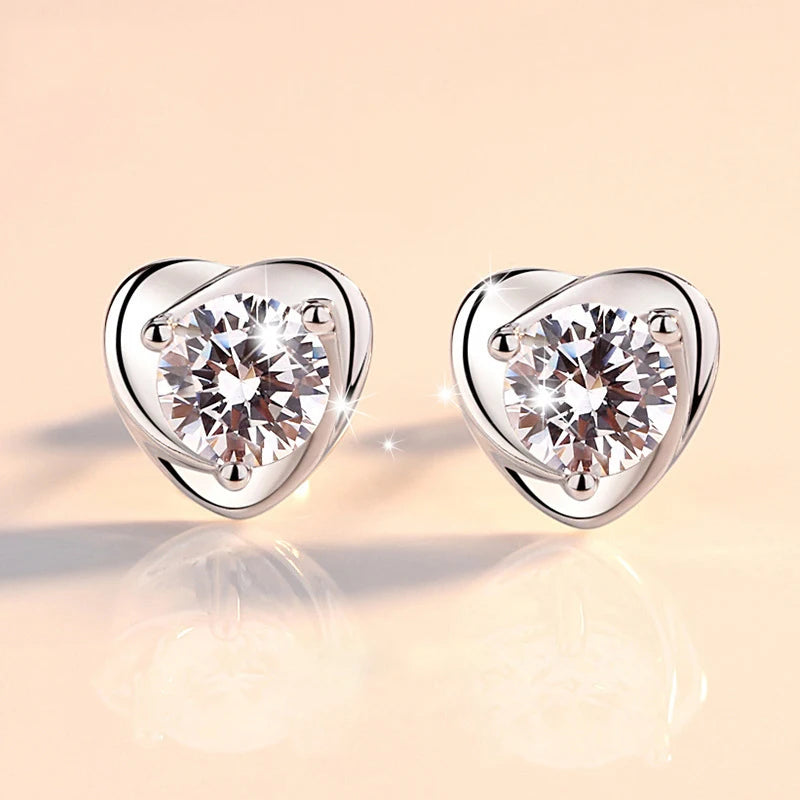 Crystal Heart Stud Earrings