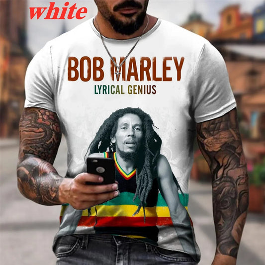 Bob Marley 3d Print O-neck Short Sleeve Street