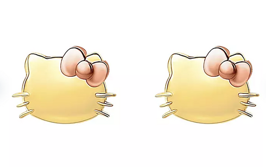 Hello Kitty Stud Earrings In 14K Gold