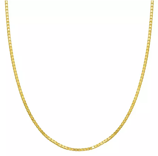 Adjustable Box Link Chain Necklace, .70mm in 14K Gold