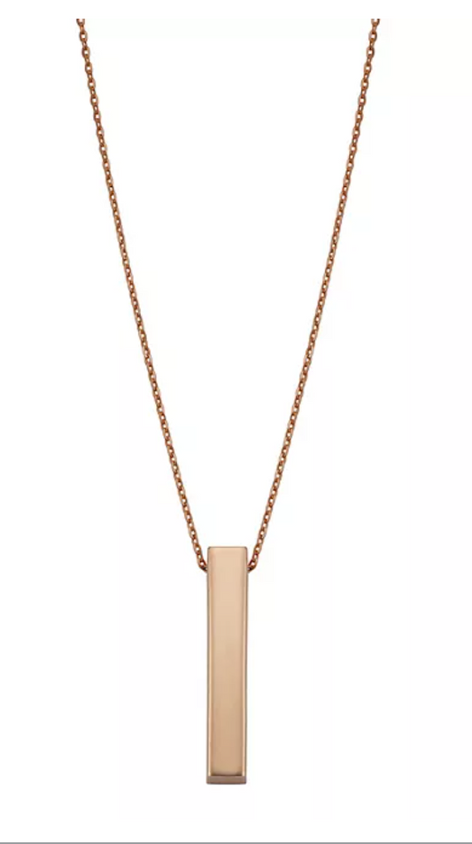 14K Gold Polished Vertical Bar Pendant Necklace