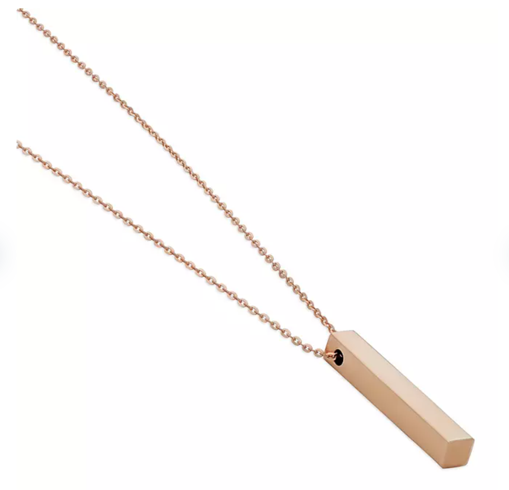 14K Gold Polished Vertical Bar Pendant Necklace