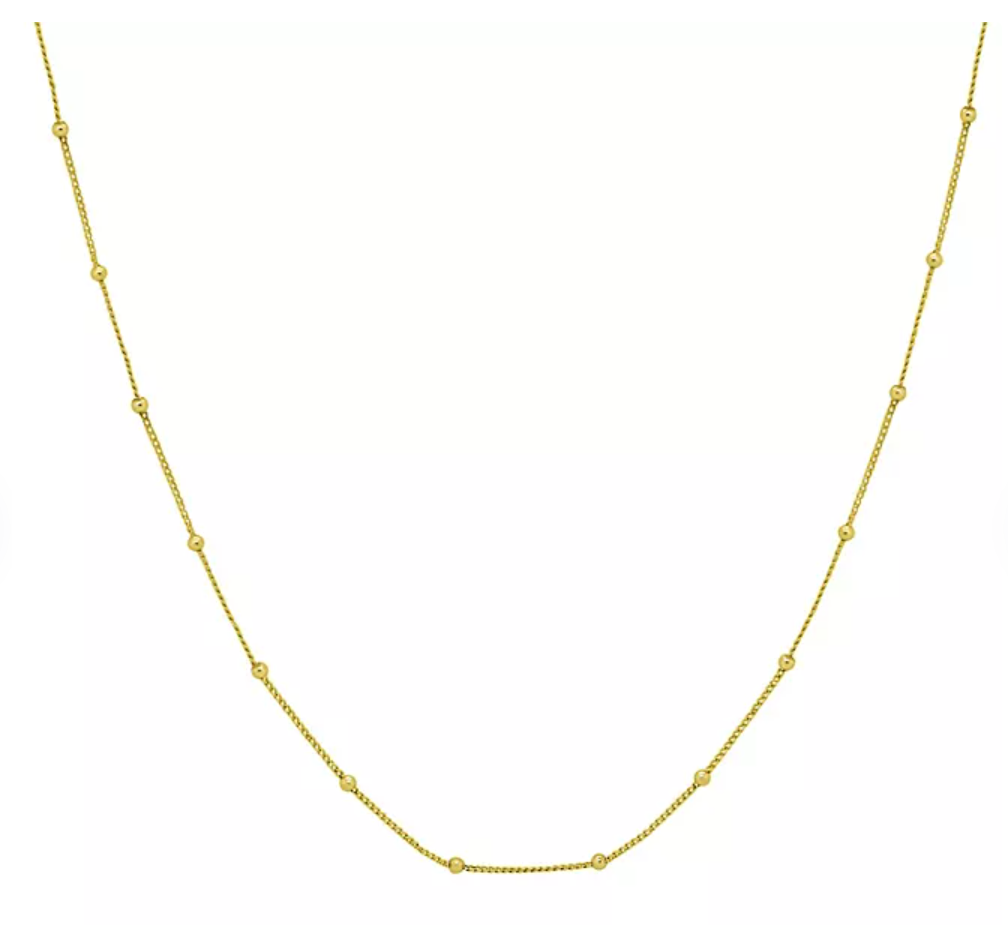 Mommy and Me 14K Yellow Gold Beaded Station Necklace, 11-15"