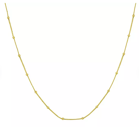 Mommy and Me 14K Yellow Gold Beaded Station Necklace, 11-15"