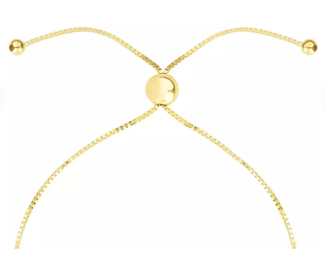 Diamond Cut Curved Bar Bolo Bracelet in 14K Yellow Gold