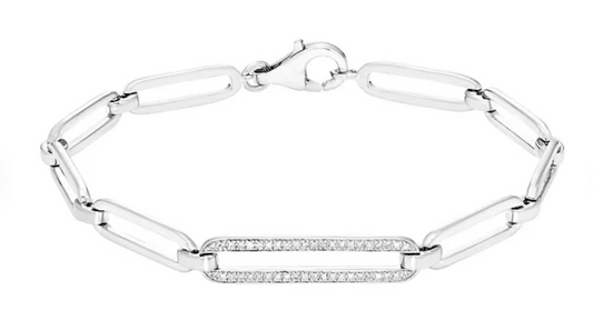 Sterling Silver and 0.13 CT. T.W. Diamond Link Bracelet