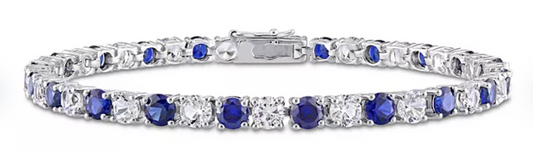 Created Gemstone Tennis Bracelet in Sterling Silver, 7.25"