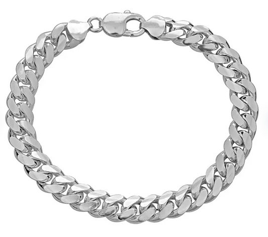 Italian Sterling Silver Polished Cuban Chain Bracelet