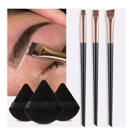 3pcs Dagger Shaped Makeup Brush Set, With Angled, Ultra-fine Fibers For Eyebrow And Eyeliner Application