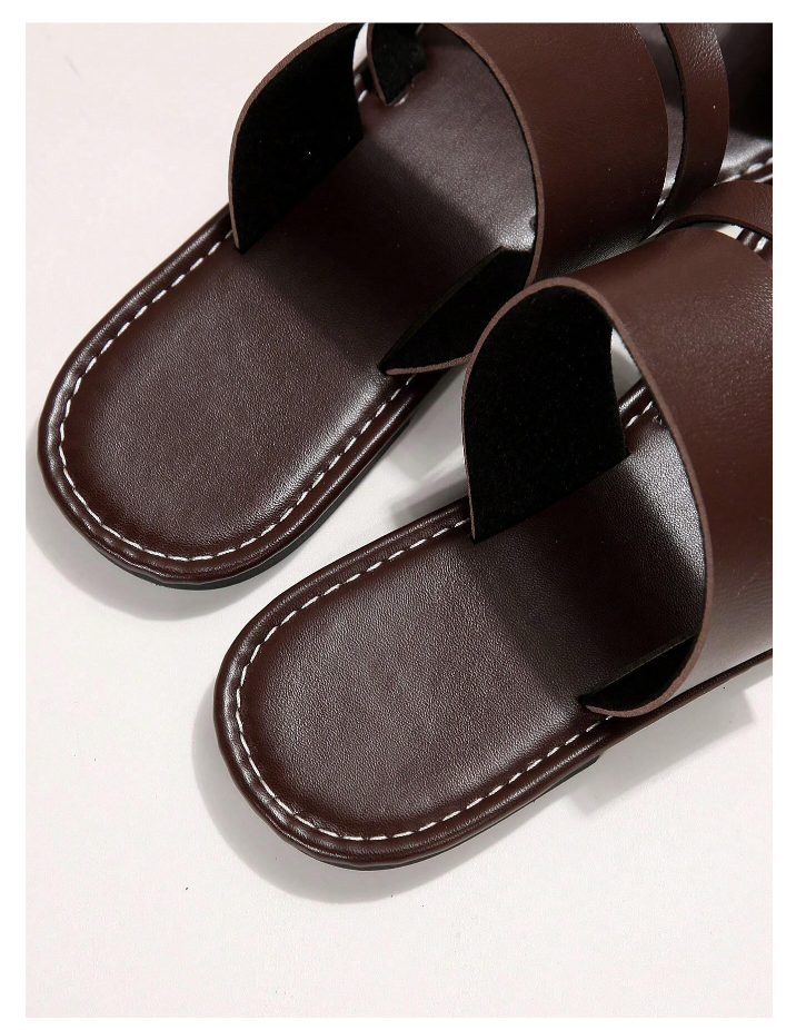 Coffee Brown Women Criss Cross Thong Sandals