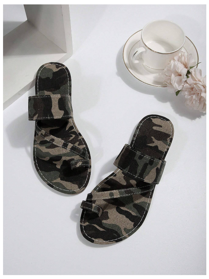 Women's Fashionable Camouflage Flat Sandals