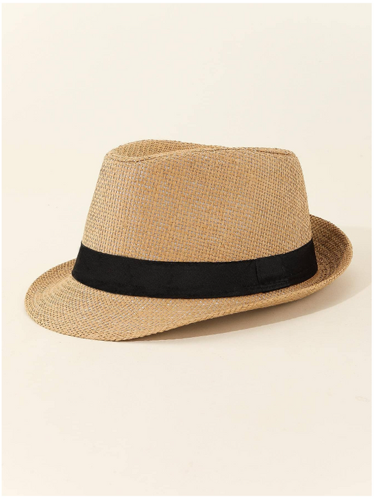 Breathable Linen Straw Jazz Hat, Casual Gentleman Fedora For Summer