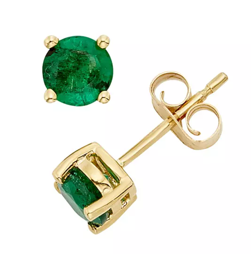 4.5mm Round Gemstone Earrings in 14K Gold