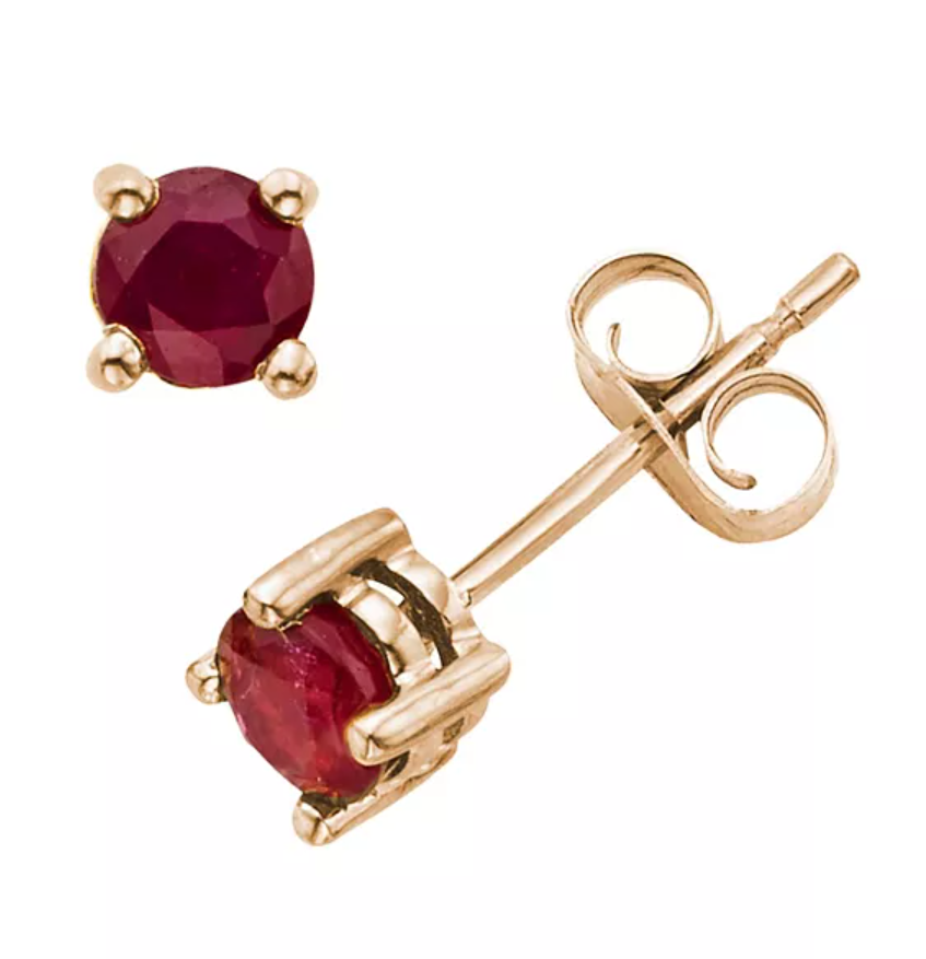 4.5mm Round Gemstone Earrings in 14K Gold