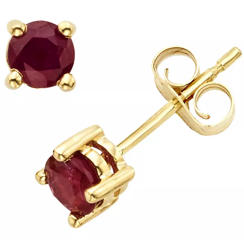 4.5mm Round Gemstone Earrings in 14K Gold