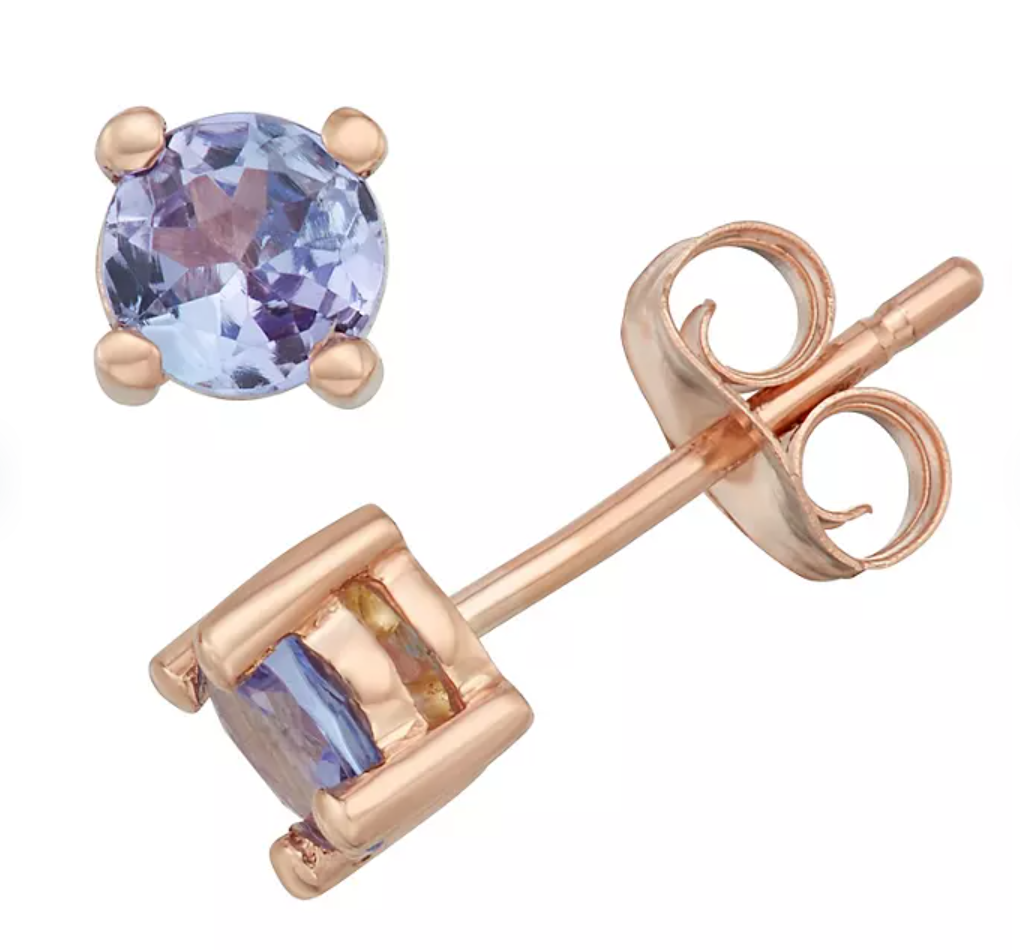 4.5mm Round Gemstone Earrings in 14K Gold