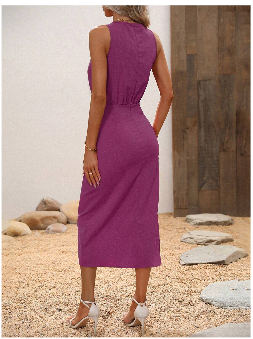 LUNE Solid Wrap Hem Dress