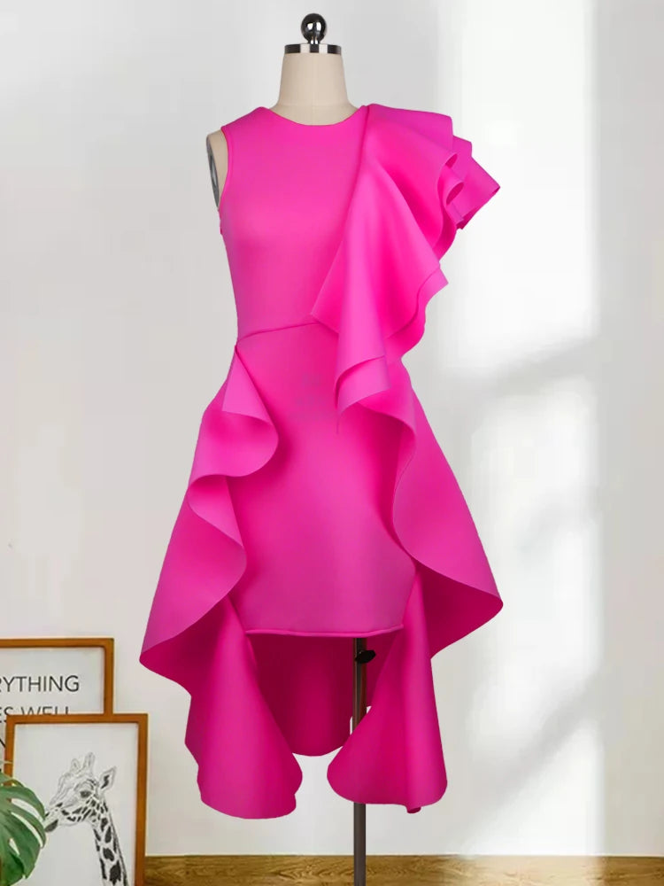 Pink Plus Size Ruffle Gowns