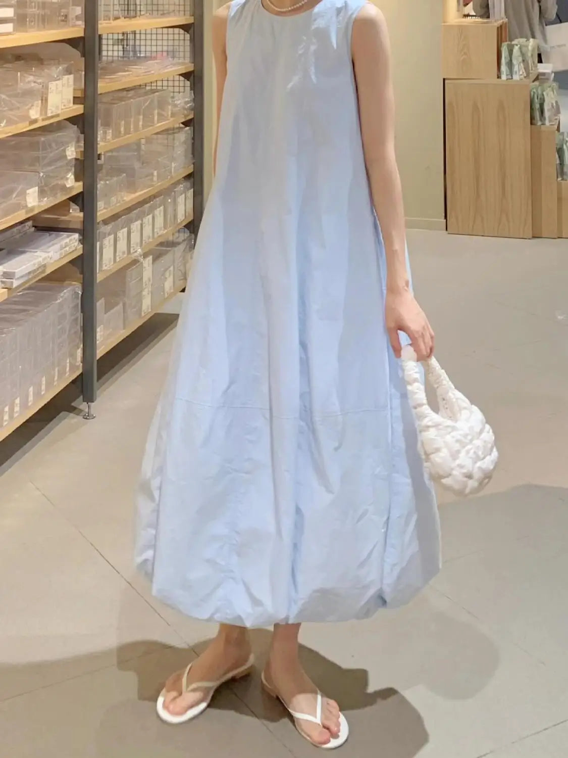 Sweet and Loose A-line Skirt, Fluffy Flower Bud Dress