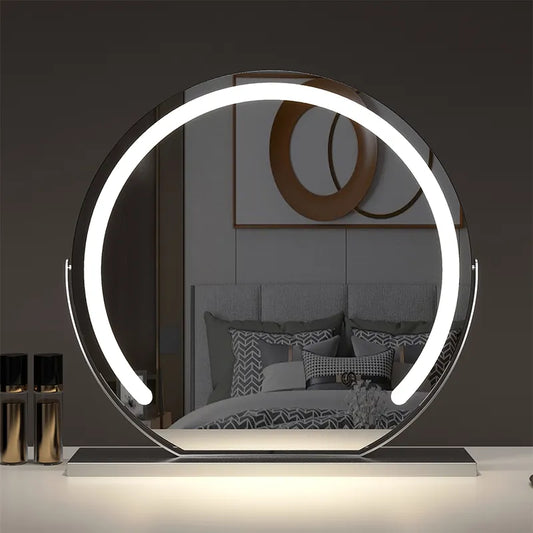 Round Makeup Mirror with 10X Magnification Smart Touch Dimmable 3 Modes 360° Rotation