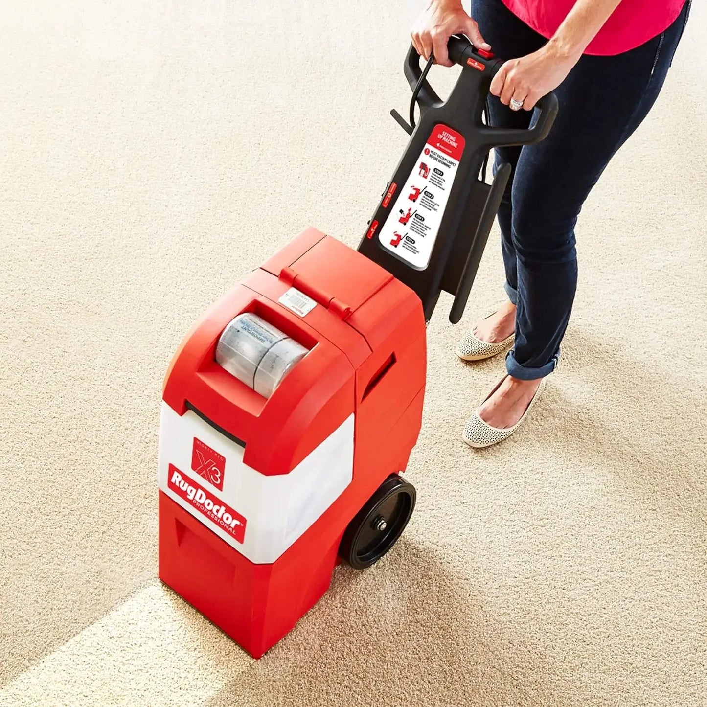 Mighty Pro X3 Commercial Carpet Cleaner, Large Red Pet Pack, Includes 48 oz Solution