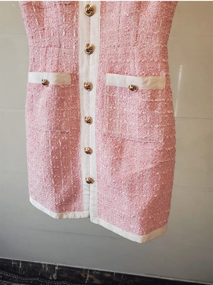 Sweet Girls Pink Tweed Dress