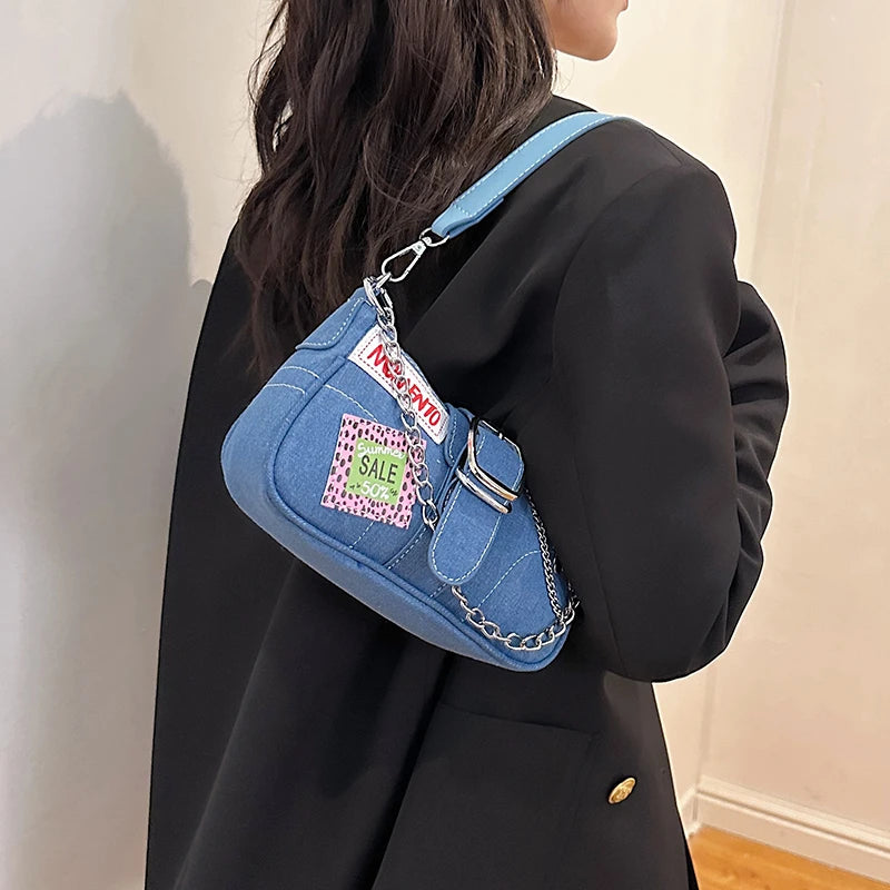 Denim Underarm bag