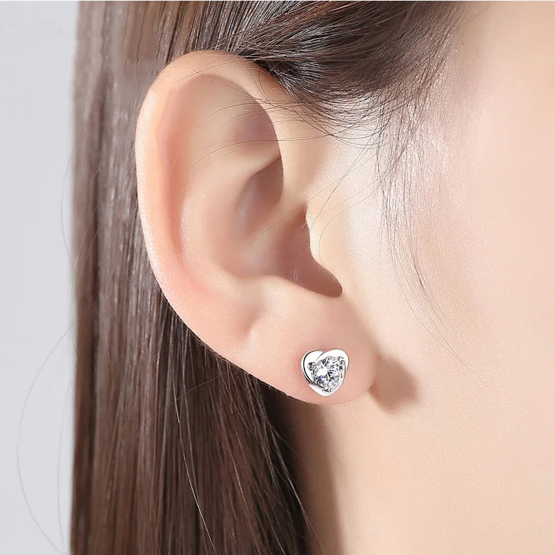 Crystal Heart Stud Earrings