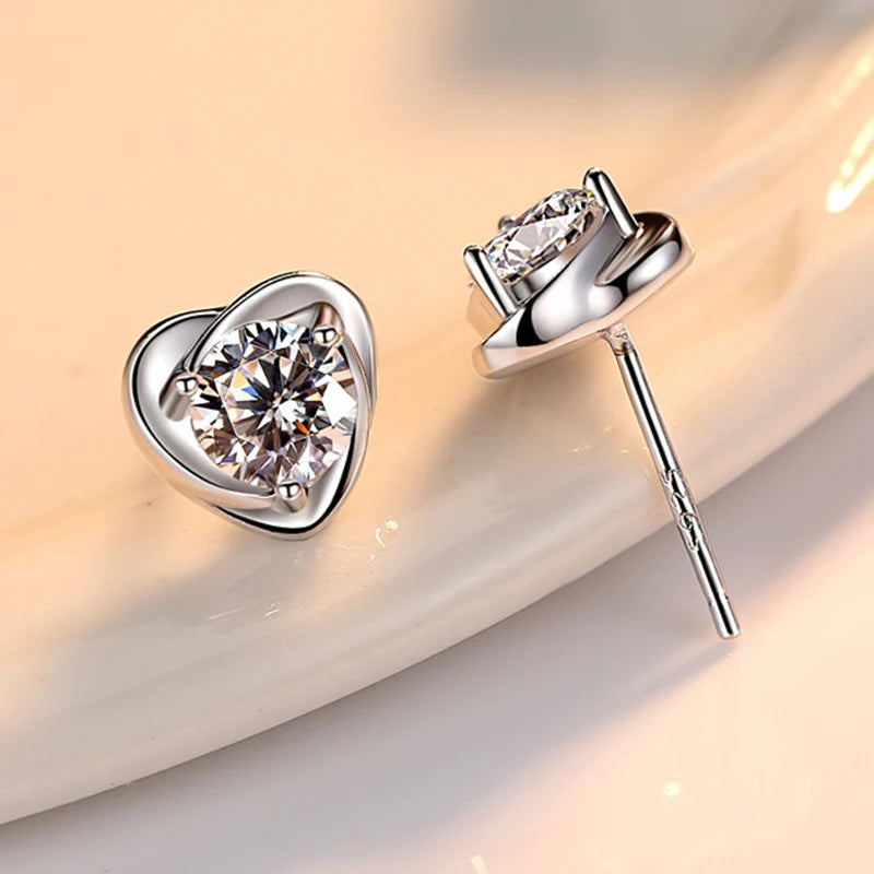 Crystal Heart Stud Earrings