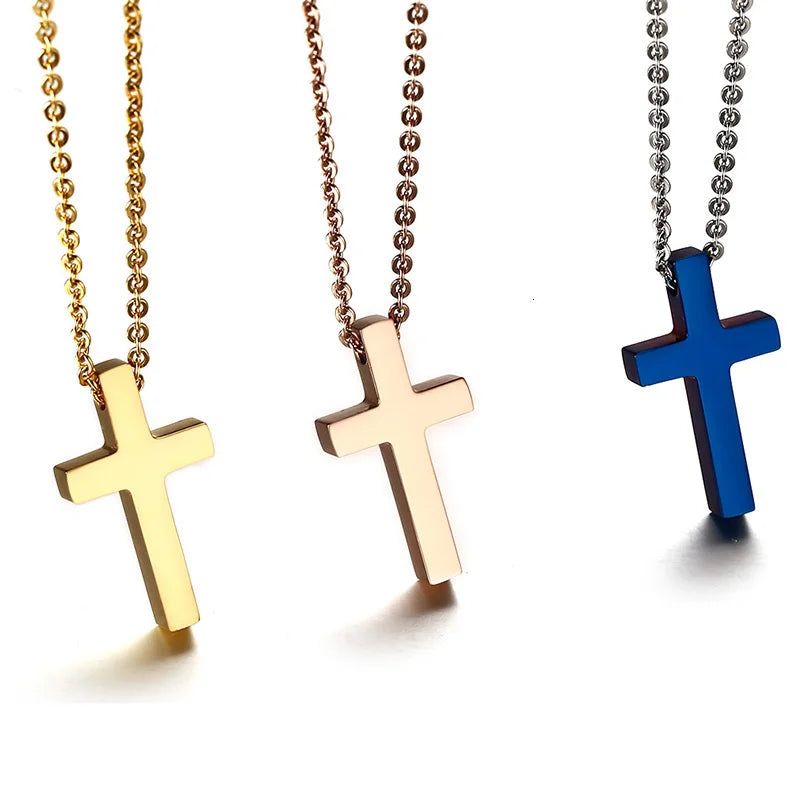 Vnox Classic Blank Cross Necklaces