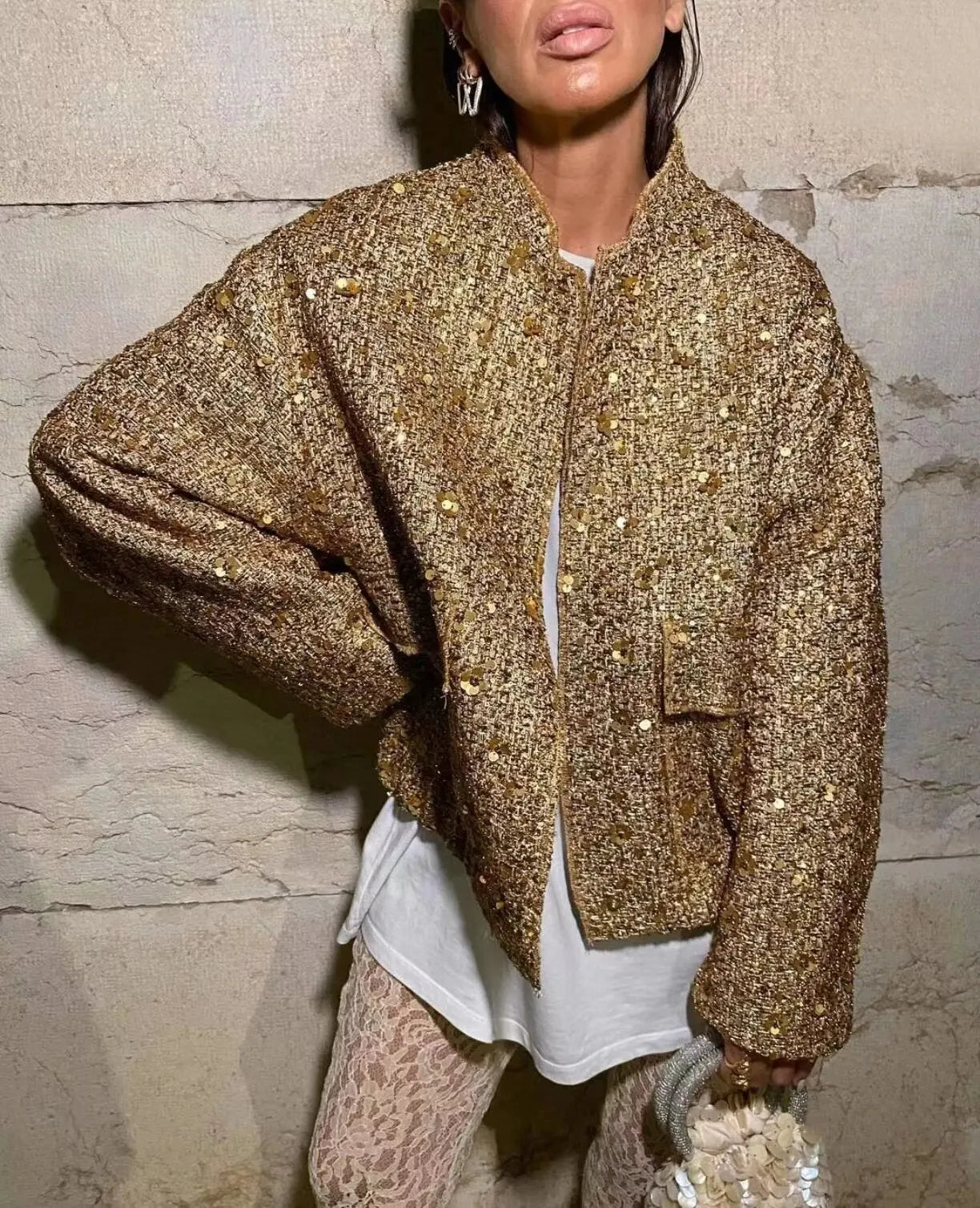 Metal Color Sequin Jacket