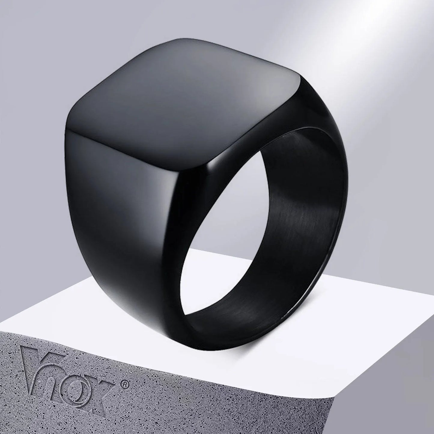 Smooth Men's Black Rock Punk Ring